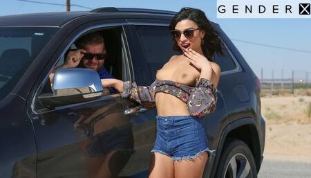 GenderX - Gorgeous Trans Hitchhiker Ass Pounded in Hotel Room