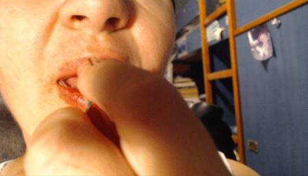 Kissing you and playing with my tongue