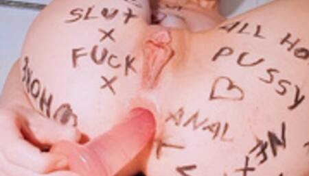 Cute Dirty Slut Fucks herself in the ASS and CUMS