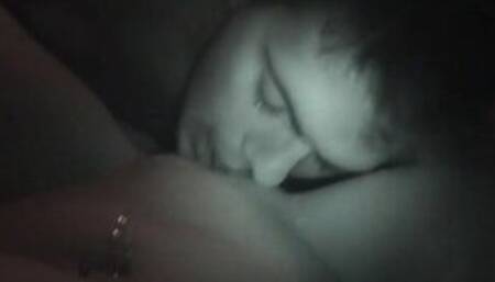 Petite teen licked out in night vision