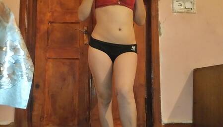 At night I secretly undress in the living room and take my ass and tits on camera
