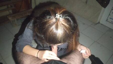 My boyfriend comes to my workroom at night and puts his dick in my mouth