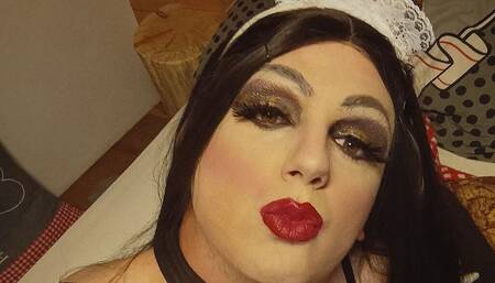 Fetish! Pegging the hairy ass pussy in heavy makeup