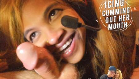 Dirty Asian whore loves to let that icing cum out her mouth