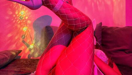 Hot busty milf Alexis Love masturbates with toys in red light