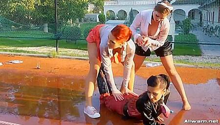 Pissed Off Wetlook Badminton Bunnies - Mischelle, Kety Pearl And Rachel Evans
