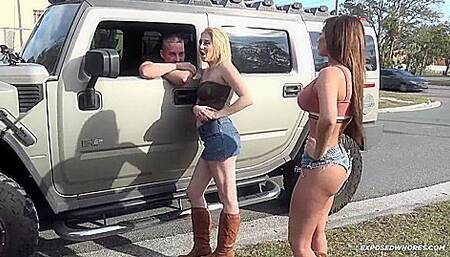 Davina Davis , Kinsley Anne - Public Stepbro Blowjob