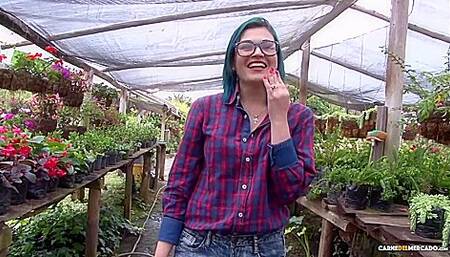 Slutty Green Haired Latina Clara Lucia Gets Oiled Up In Nasty