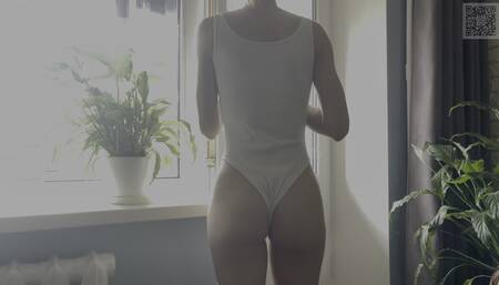 Risky masturbation on the balcony