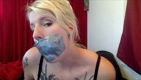 Gagging herself better than the gagged Hollywood actress from the movie