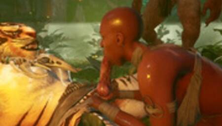 Tribe Woman Swallowing Cum in the Jungle 3D