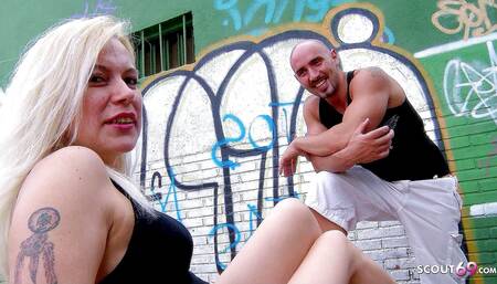 Blonde Milf Venus anal fucked by strangers at outdoor casting