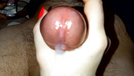 Cock milking with hands, cock crush, loud moans and screams from orgasm