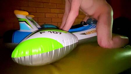 Blue intex air strike plane fuck on waterbed