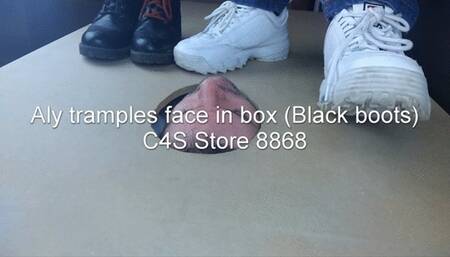 Aly tramples face in floor (black boots)