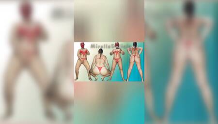 Mirella Delicia naughty bitch dancing in a short black dress and red bodysuit doing striptease