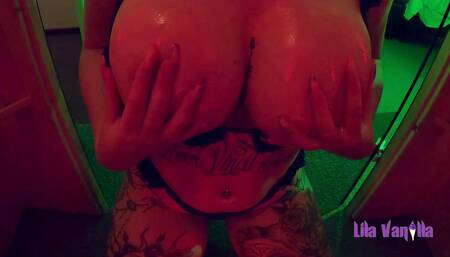 Swedish Blonde With big boobs BBC Sloppy blowjob Sauna