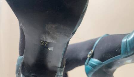 A POV Underglass - Petrol Mary Jane Heels and black Nylons - HD resolution