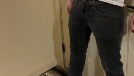 Ballkicking in jeans with high heels, sfw