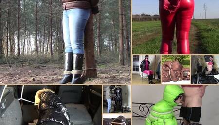 Angela 10 times in down jackets and bondage