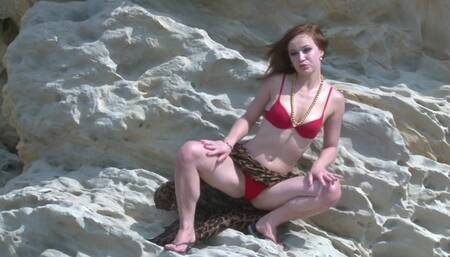 Gorgeous Young Pink Nipple Model Naked on Beach