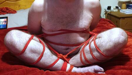 Cross-legged naked bound and gagged man 4