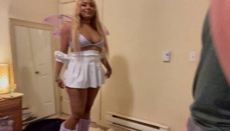 Ballbusting fairy kicking my balls with heavy snow boots!