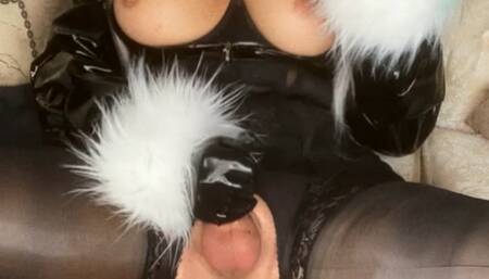 TS VIPER DEMON EYES CATSUIT RUBBER COCK SUCKING SMOKING 120 MM LATEX GLOVE FUR FETISH CORSET HIGH HEEL FUCK MACHINE DILDO SUCKING BLACK LIPS