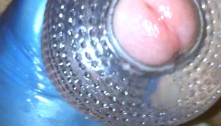 Cum shot edging with male masturbator