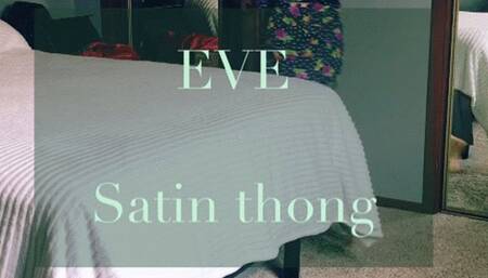 Fire haired Goddess in Green satin thong