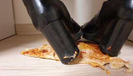 Careless Pizza Under Table as Footrest Crush