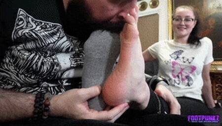 Bratty Becca Foxx Gets Tickled and Gives a Perfect PoV Footjob
