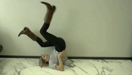 You do shoulder stand  leg bicycles with your right side facing the camera MP4 FULL HD 1080p