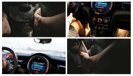 Fast acceleration and brutal hard braking in powerful Mini Cooper