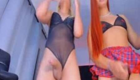 Busty Horny Shemales Masturbates On Cam