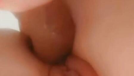 My big dildo in both holes during doggy