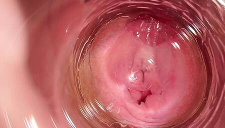 Camera deep inside Mia's vagina