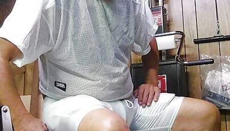 Night time practice ending, then coach pumps cock in weight room