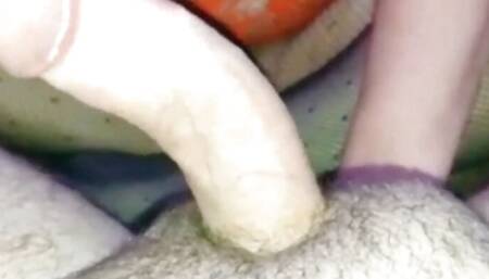 Got a footjob with stockings