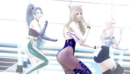 MMD Kep1er - Up! Ahri Seraphine Kaisa Hot Kpop Dance League Of Legends KDA AllOut