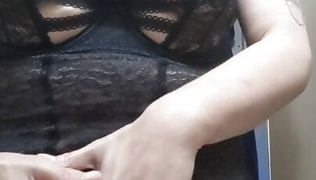 Azriel stands while edging and fingering hard erect big hard wet clit and has huge quivering leg shaking moaning orgasm