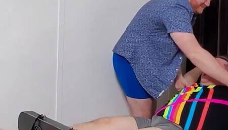 Bound chubby amateur endures tickling torment from dom