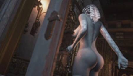 Resident Evil Village Lady Dimitrescu Peeping Bride's Bottom to Find out Bushy or Shaved POV
