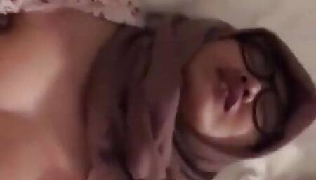 Blowjob with friend wife Hijab