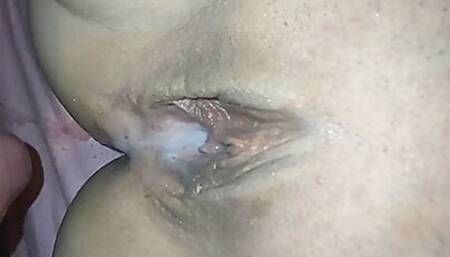 Horny wife gets a big creampie