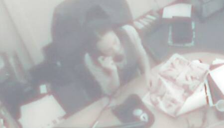 Busty office solo slut masturbates