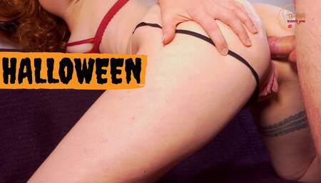 This witch wanted a big stick in her ass and hot cum on her big tits, anal deepthroat, cum on tits