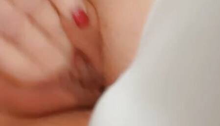 Pussy rub just after a cream pie