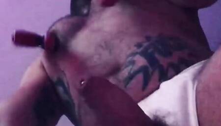 Hairy Hunk Pig - Handjob and Nipple Clamps