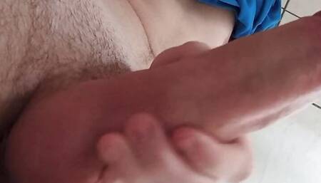 jerking off my huge cock at work
